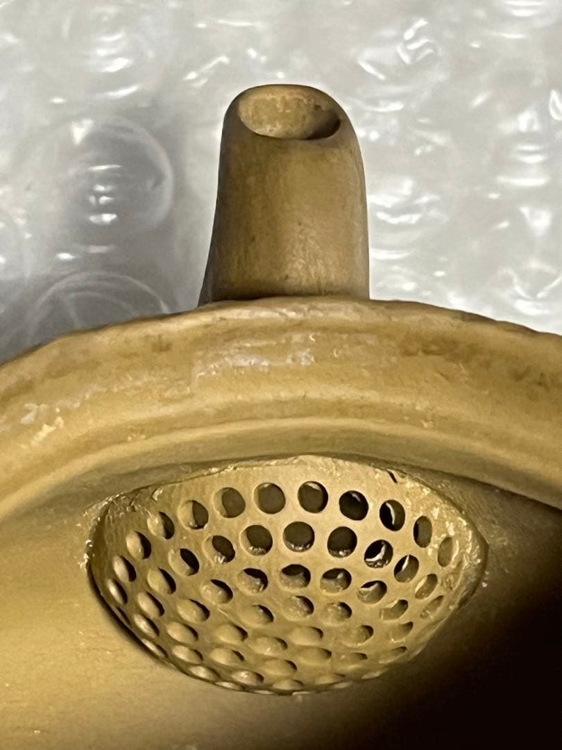 急須　黄泥　笹岡春山　釘彫絵文字急須