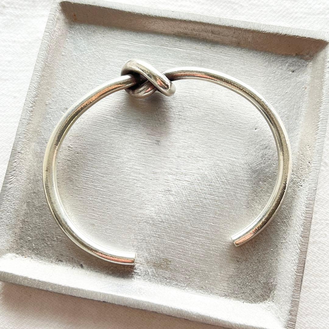 カレンシルバー バングル 結び目 太め カレン族 シルバー ブレスレット 純銀