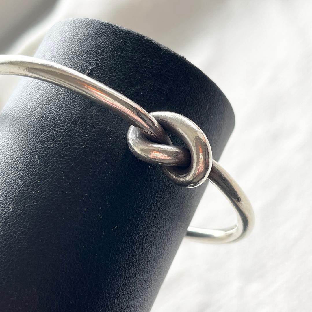 カレンシルバー バングル 結び目 太め カレン族 シルバー ブレスレット 純銀