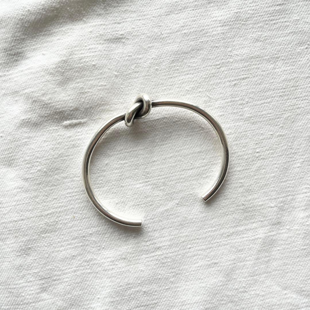 カレンシルバー バングル 結び目 太め カレン族 シルバー ブレスレット 純銀