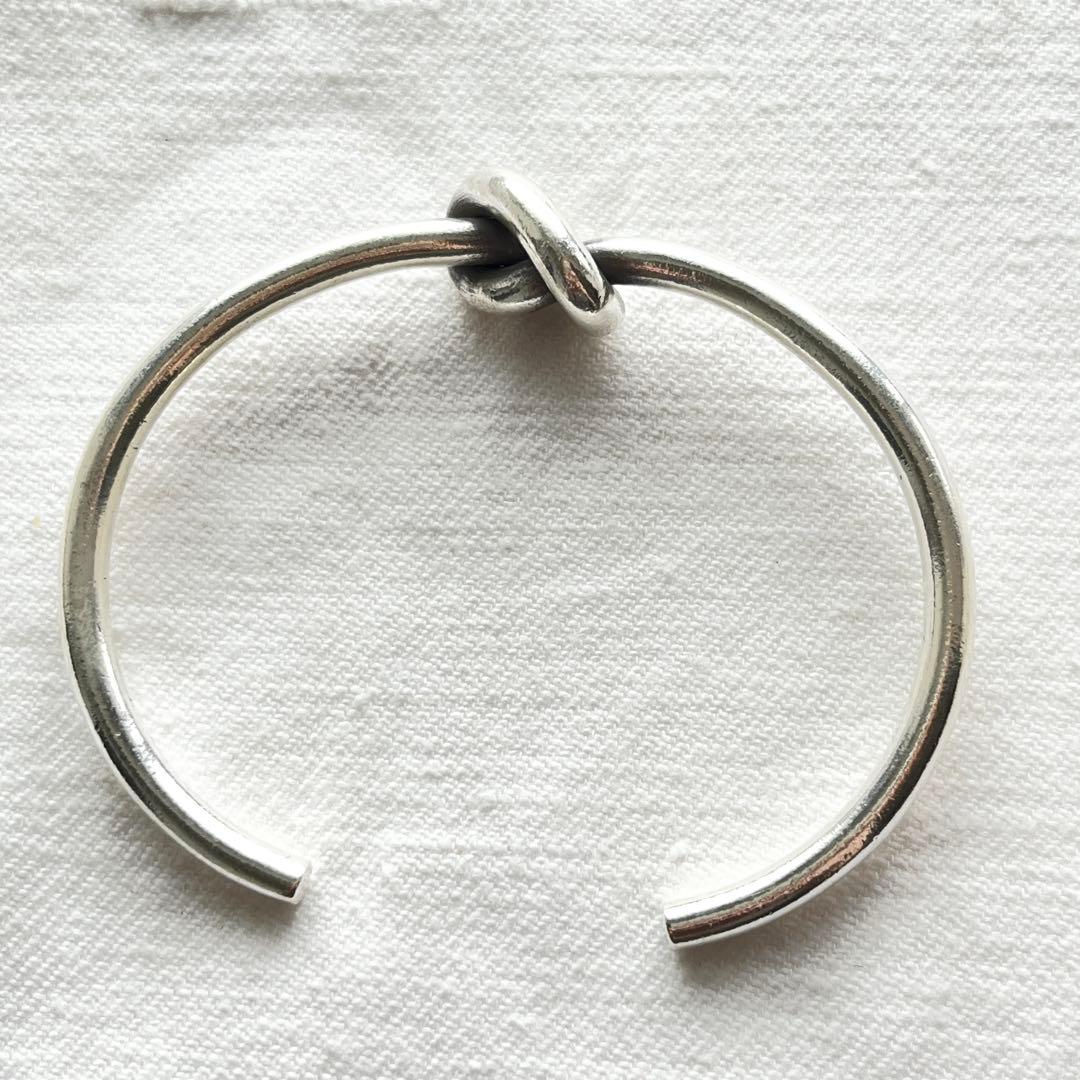カレンシルバー バングル 結び目 太め カレン族 シルバー ブレスレット 純銀
