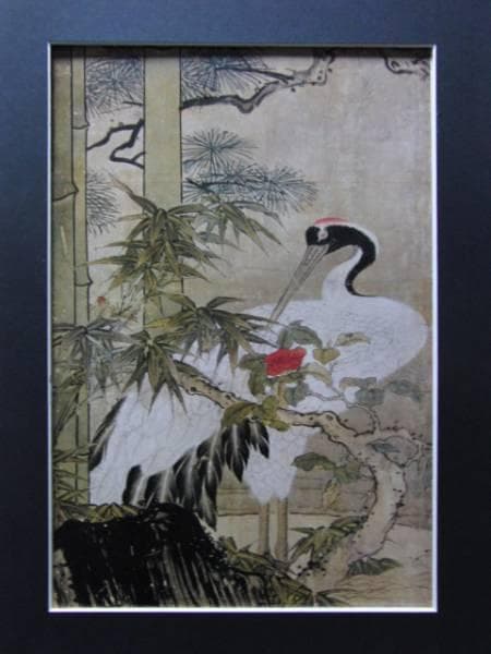 伝 雪舟、四季花鳥図屏風、超希少・大判画集画、新品高級額装付