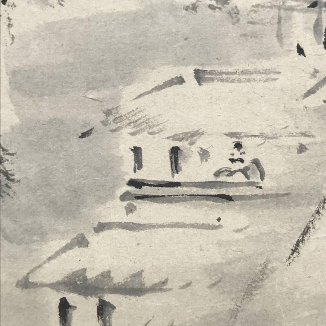 【真作】風花翁雲阿/寒光雪嶂図/山水図/雪景山水図/掛軸/名家伝来/AC-93