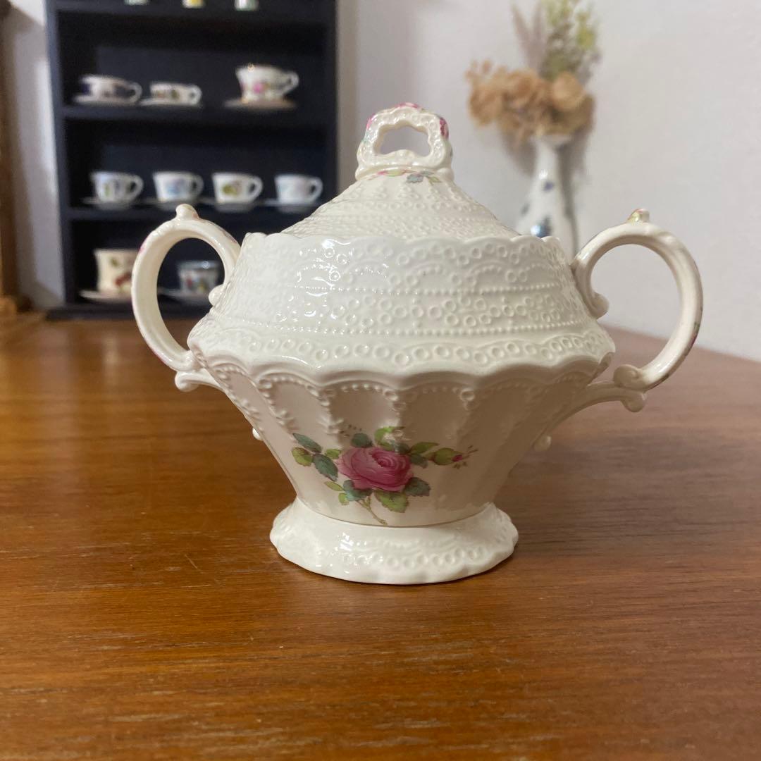 スポードジュエル　ビリングスレイローズ　蓋付きシュガーポット