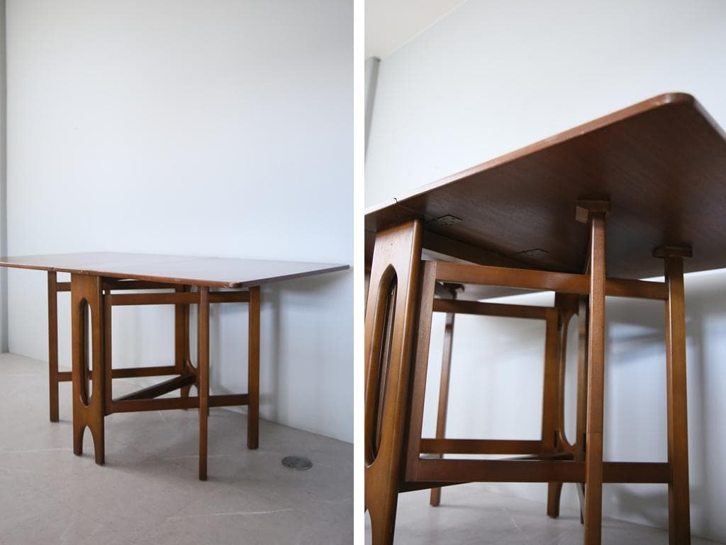 英国アンティーク木製ゲートレッグテーブル/ダイニング机バタフライ(91-99)