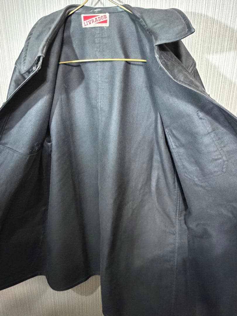 50s〜60s フレンチ ブラックモールスキンワークジャケット　刺繍タグ