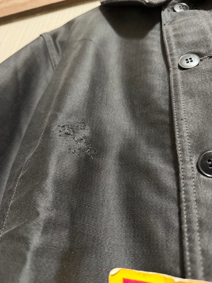 50s〜60s フレンチ ブラックモールスキンワークジャケット　刺繍タグ