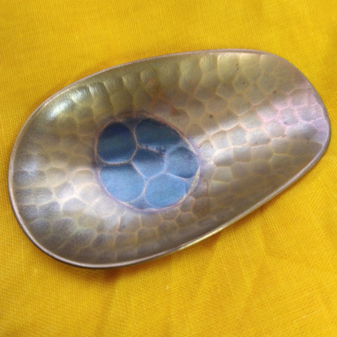 玉川堂　茶筒・茶匙【亀甲文】鋲打　銅器