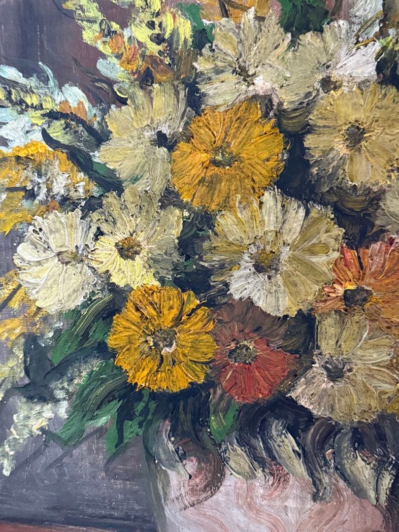 フランス　近代絵画の父　Paul Uzzano 花瓶に生けた花　模写F10サイズ