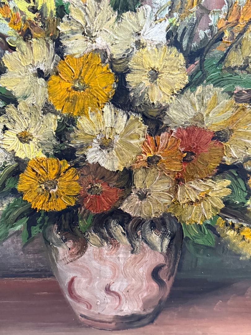 フランス　近代絵画の父　Paul Uzzano 花瓶に生けた花　模写F10サイズ