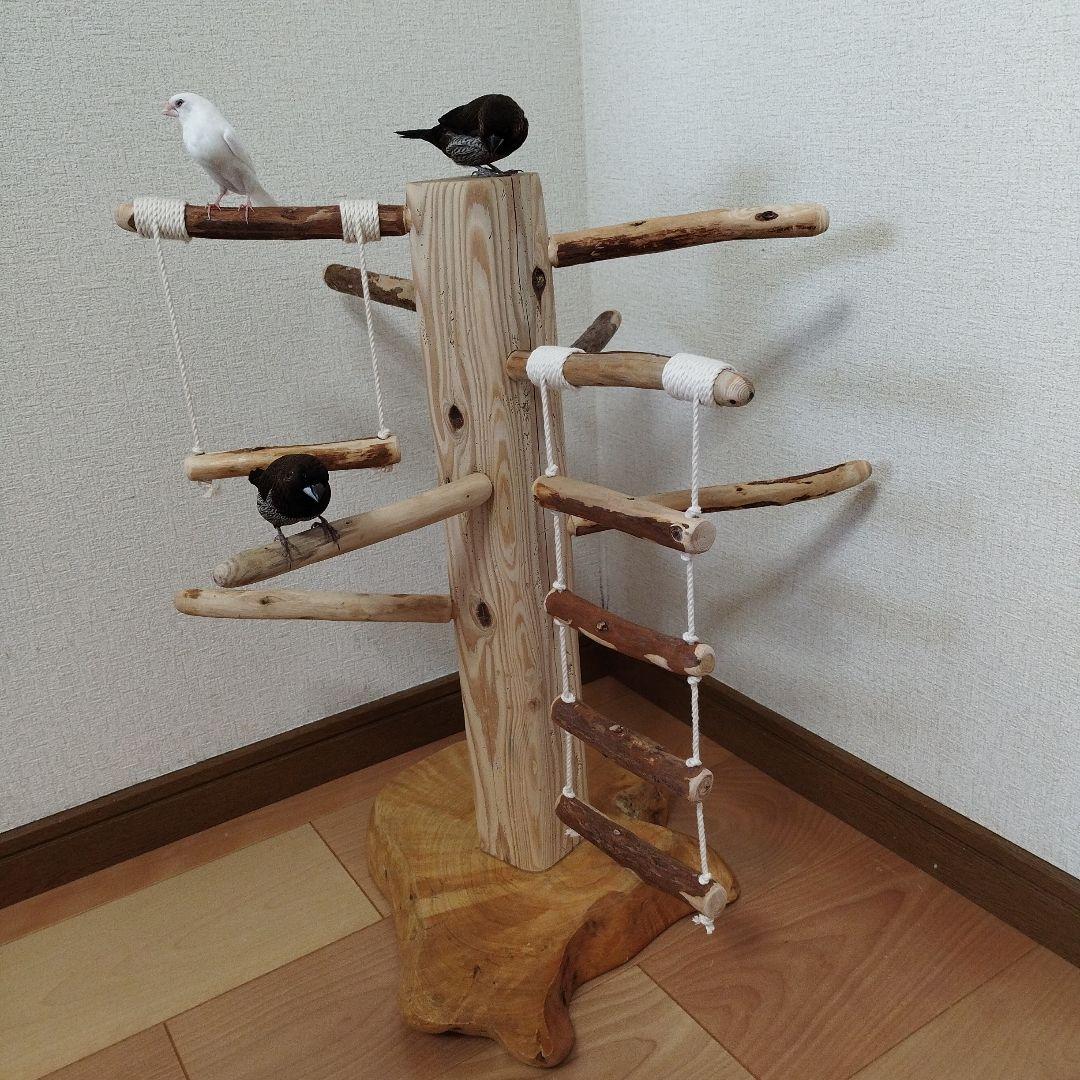 【中型鳥用】天然木バードアスレチック