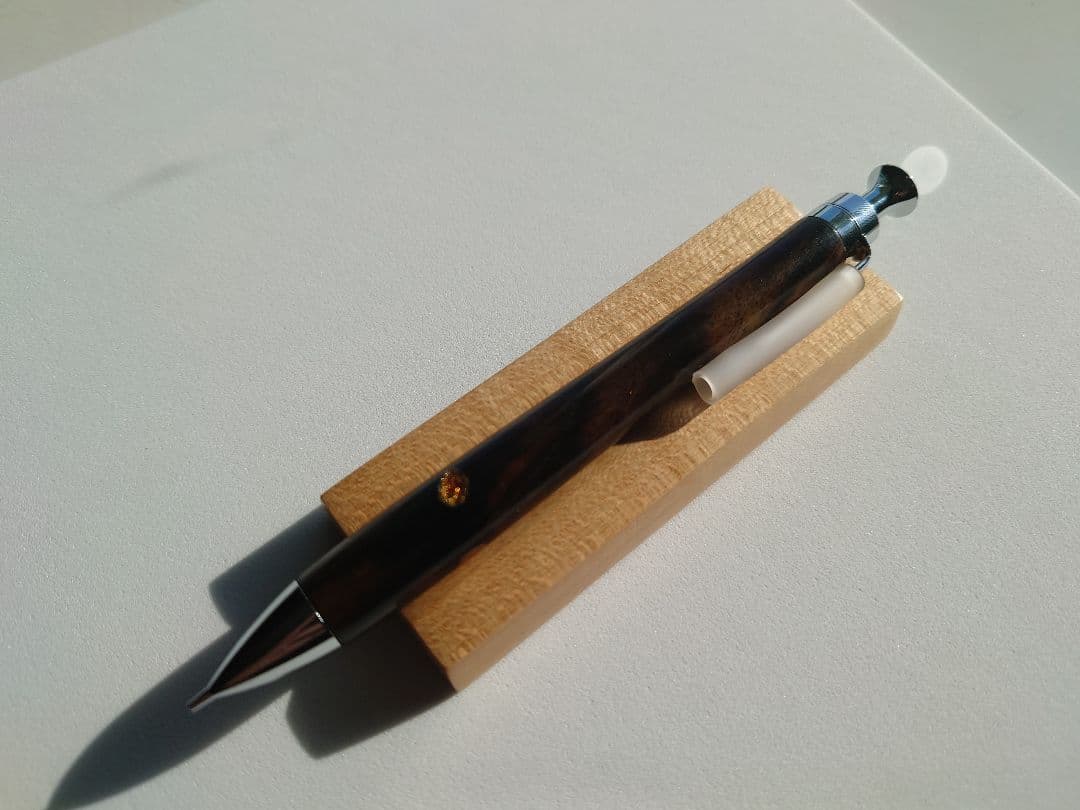 黒柿　シャープペンシル　新うるし　拭き漆　金継ぎ　補修済み