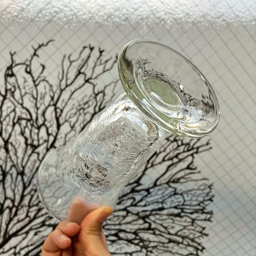 骨董　時代ガラス　希少　氷裂紋　乳白色　反り口　ラッパ型　パフェグラス１客②