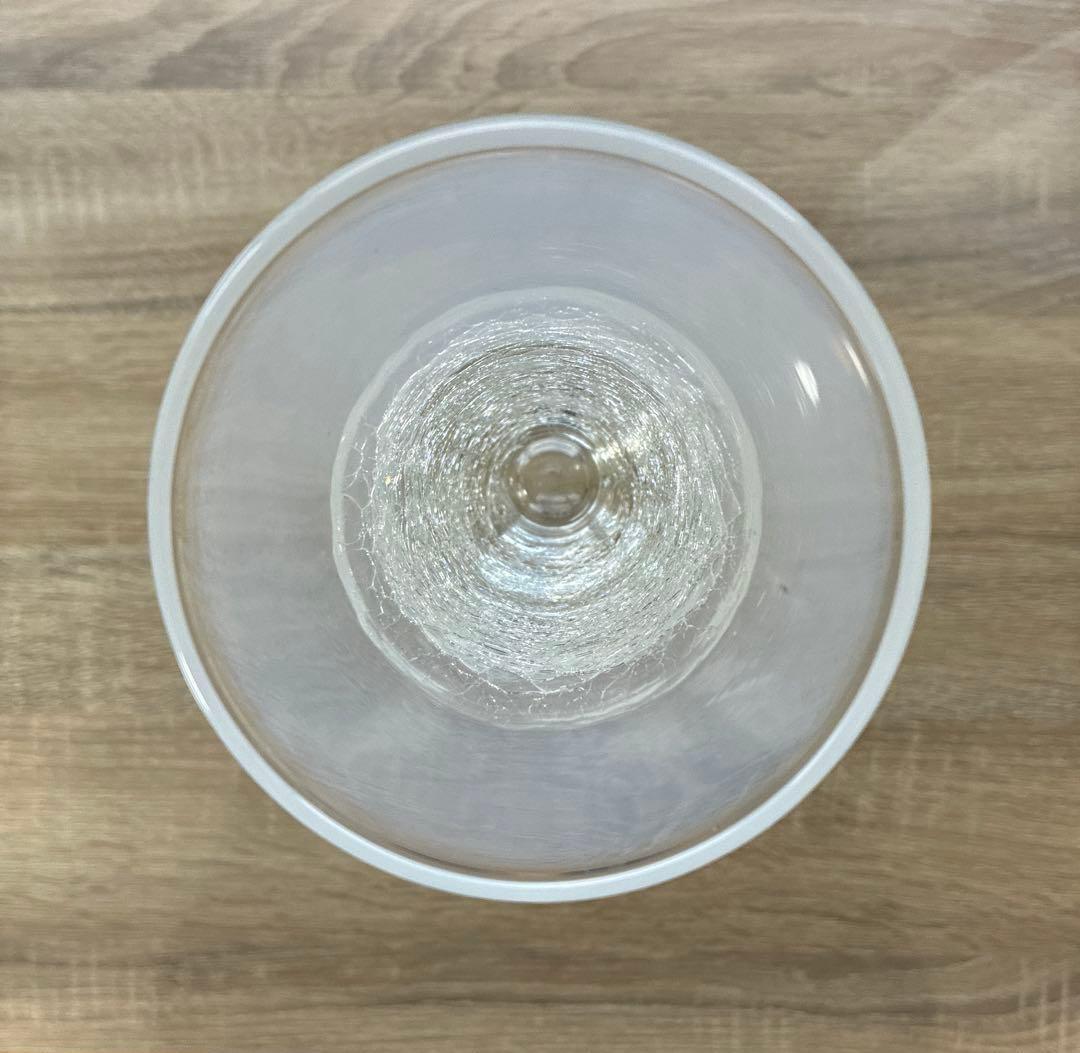 骨董　時代ガラス　希少　氷裂紋　乳白色　反り口　ラッパ型　パフェグラス１客②