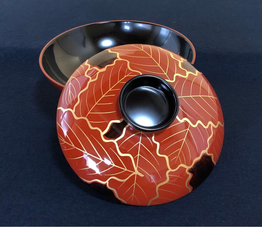 割引❗️《R》懐石 柏葉蒔絵 煮物椀5客 雑煮椀 木製漆器 250911H5