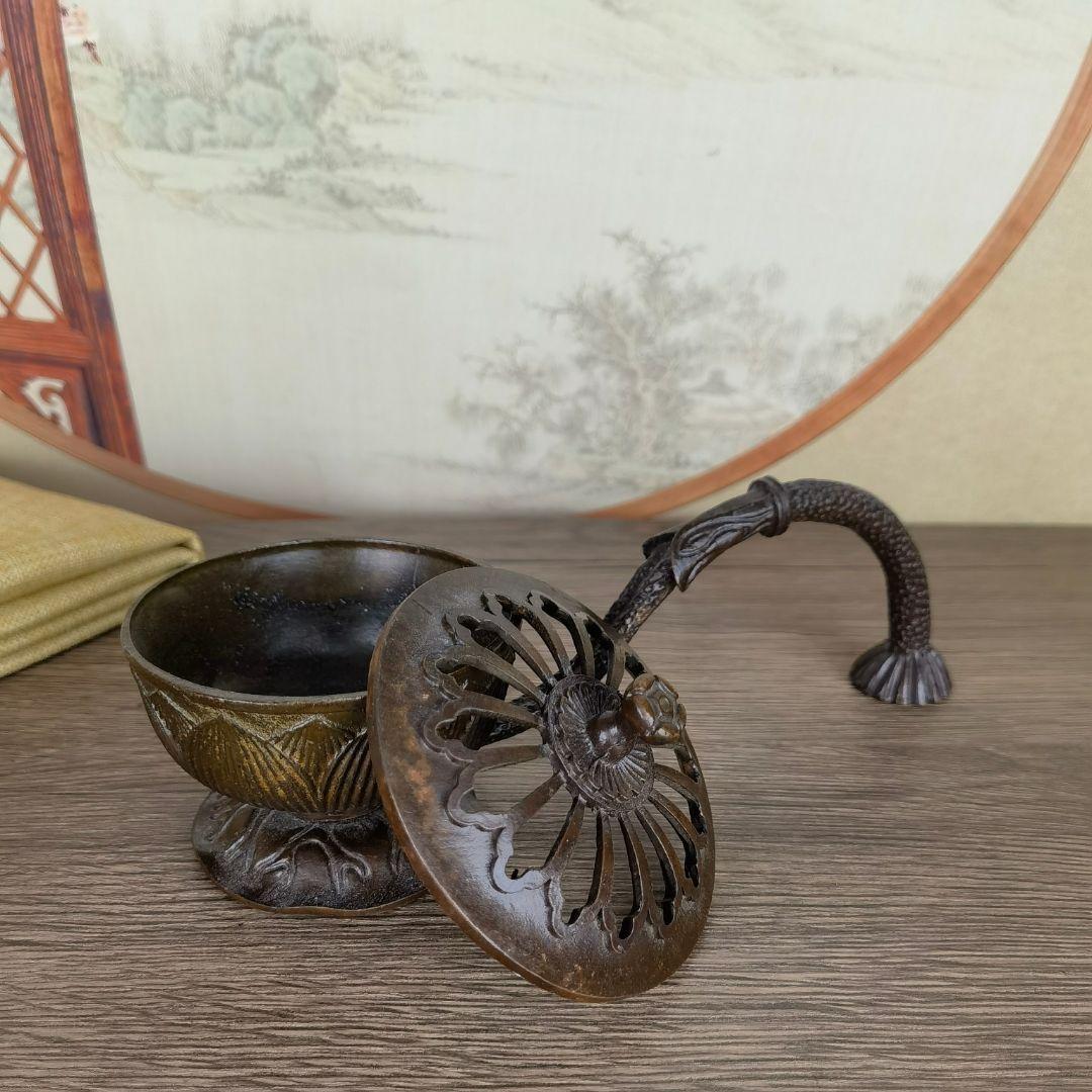 蓮華炉 置件 香炉 盤香炉 手把炉 香道具 装飾品 工芸品 美術品