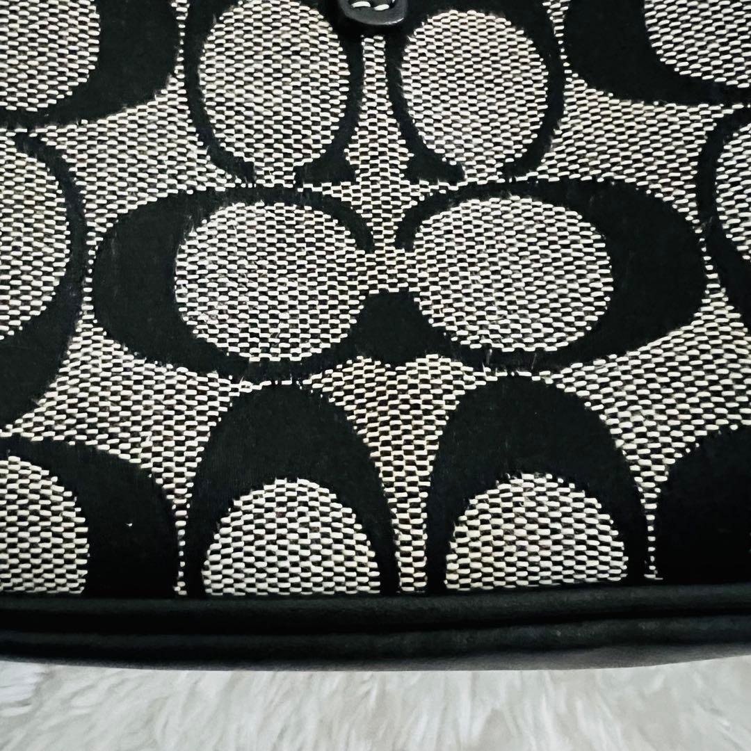 COACH シグネチャー ワンショルダー ブラック×グレー キャンバス レザー