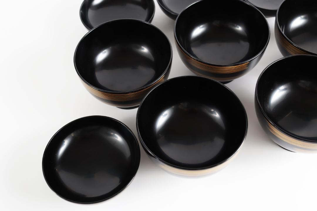 輪島塗 大向高洲堂 黒一筆 煮物椀 五客 共箱