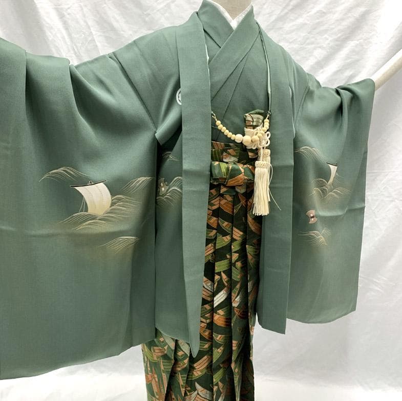 504ab42■七五三 五歳 男児 着物&羽織&袴&角帯 五つ紋■状態良好