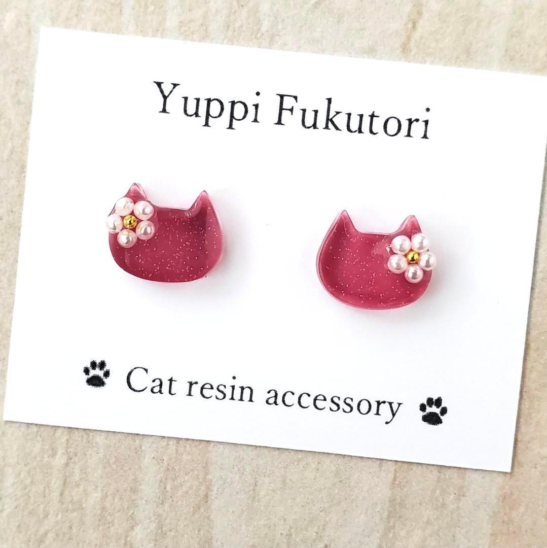 ひな様　編み物ポーチ4点　猫ピアス4点