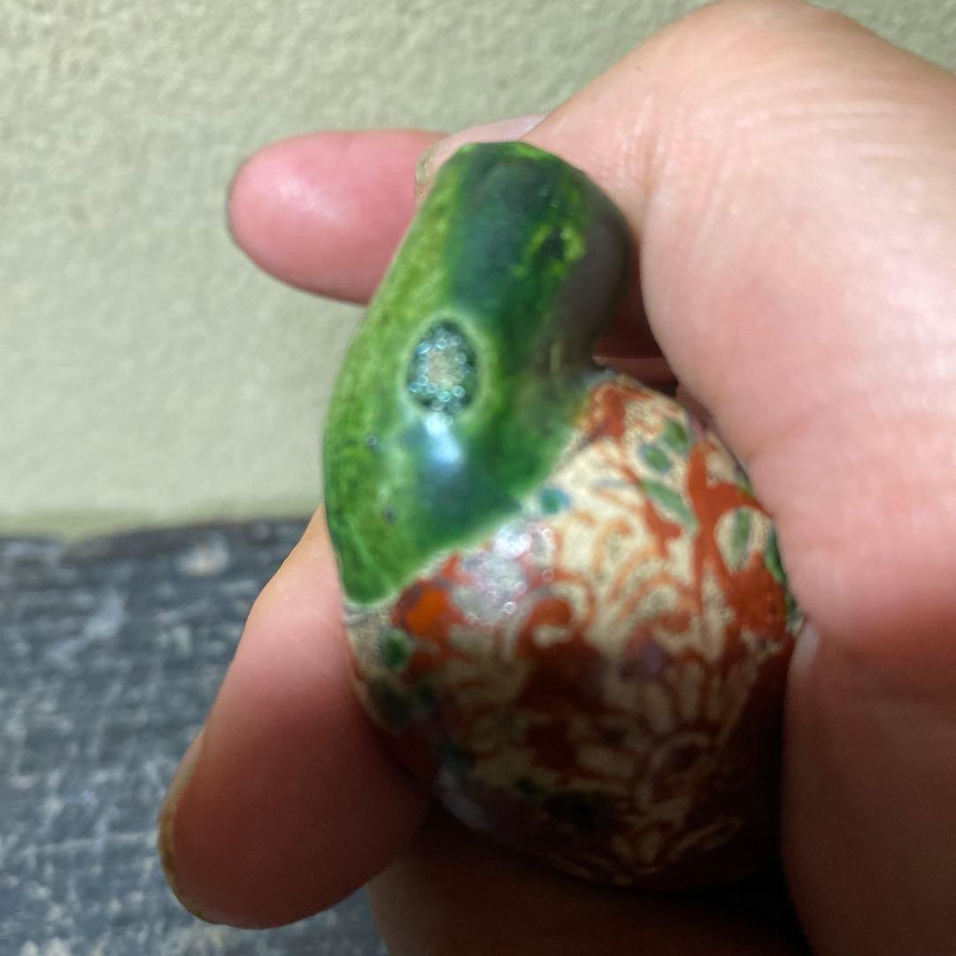 古清水焼　珍品キセル型根付