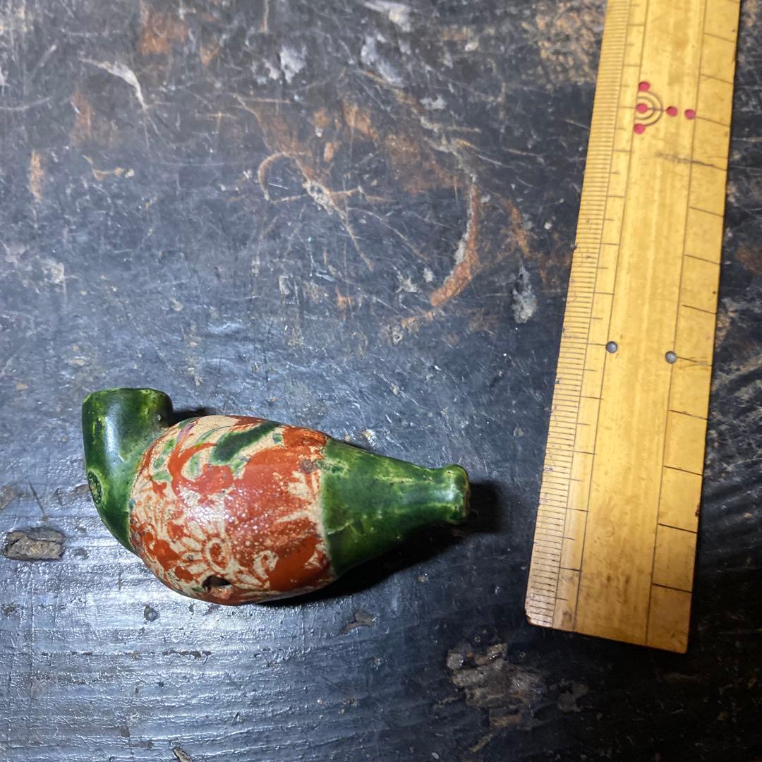 古清水焼　珍品キセル型根付