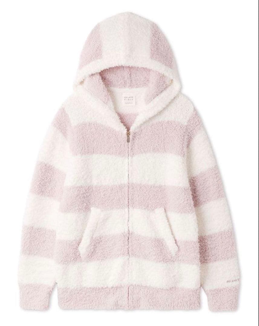 【新品未使用】ジェラピケ ボーダーパーカ&ショートパンツ&ヘアバンド ピンク