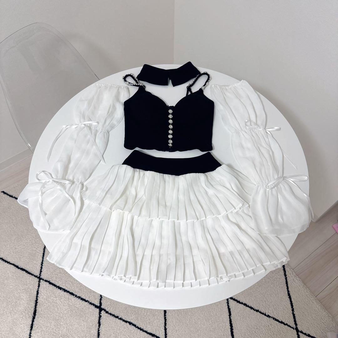 【an /アン】キャバドレス ブラック・ホワイト セットアップAOC3922