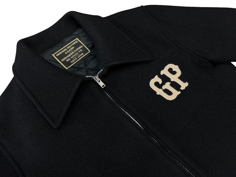 希少 ワコマリア GP ヘビー メルトン アーチ ロゴ 刺繍 ジャケット 黒 M