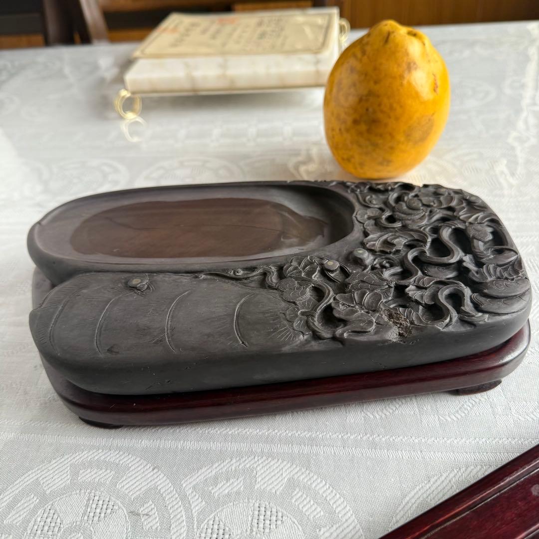 超限定出品18日20時迄‼️不世出‼️旧家蔵出書の極み端渓硯『瓜形硯』」②文房四宝