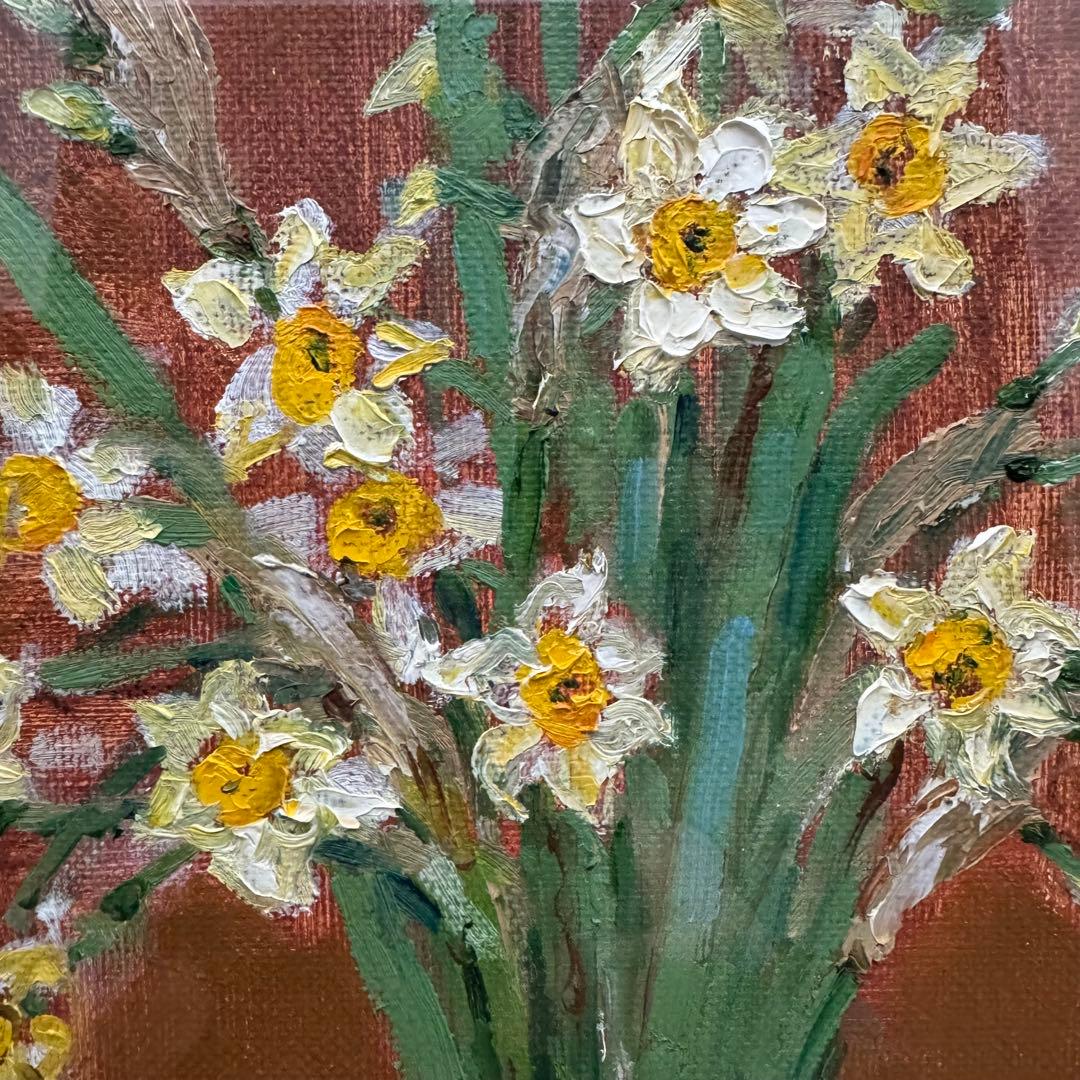 「水仙」 絵画 油絵 油彩 アンティーク