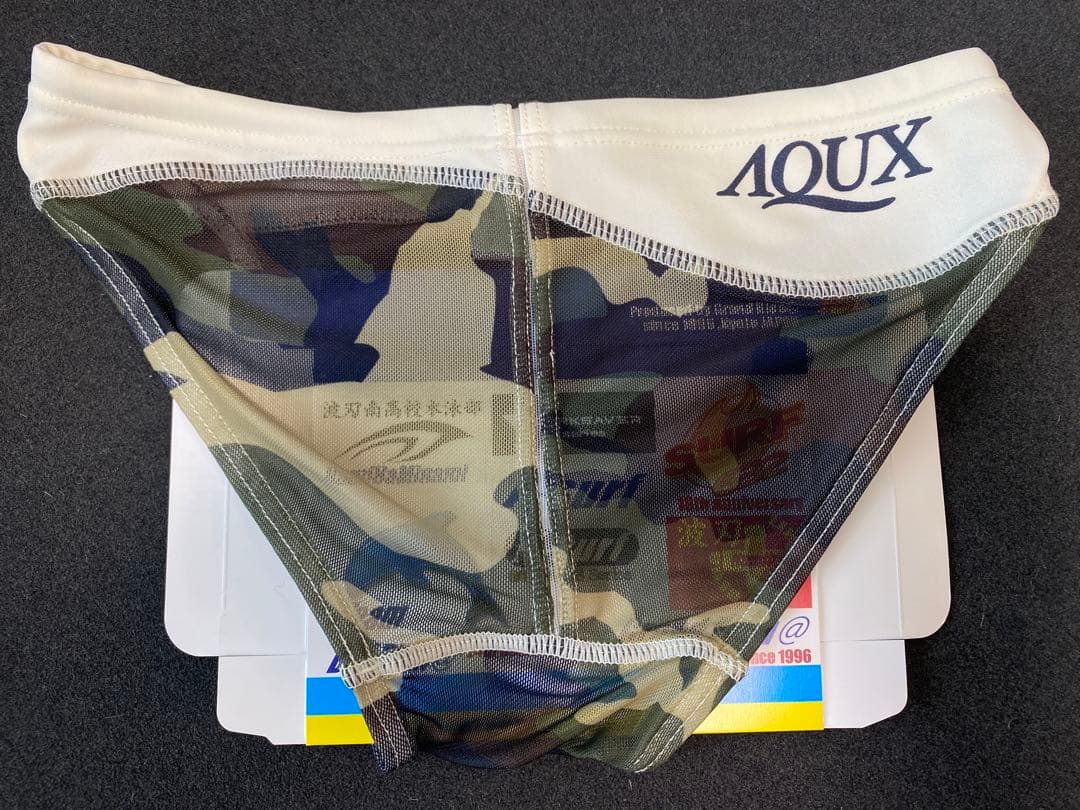 AQUX 透け競パン Sサイズ ブルー・迷彩柄