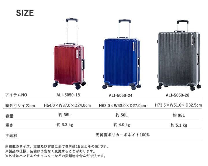 廃盤　着脱洗える　スーツケース　36L　日本製キャスター　アルミフレーム