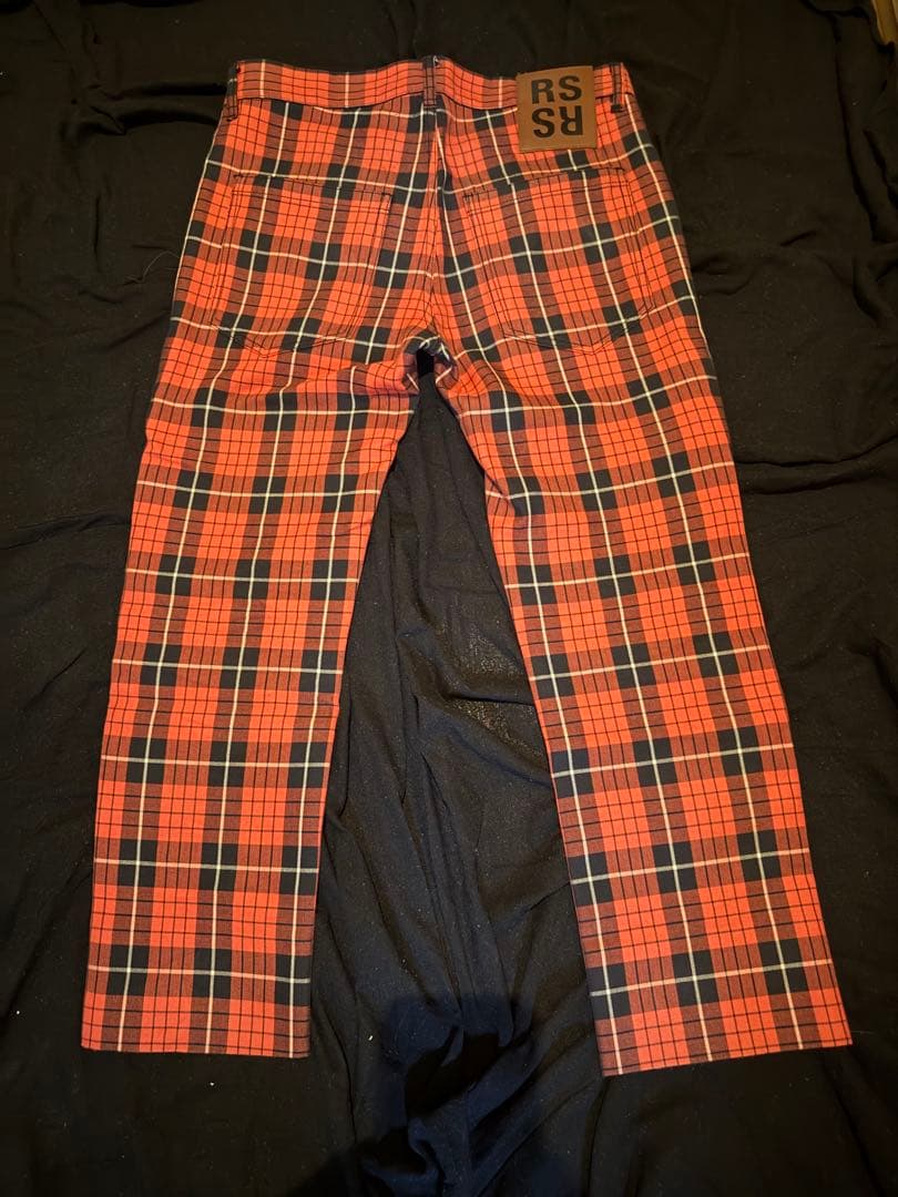 RAF SIMONS 18ss 赤黒　チェックパンツ
