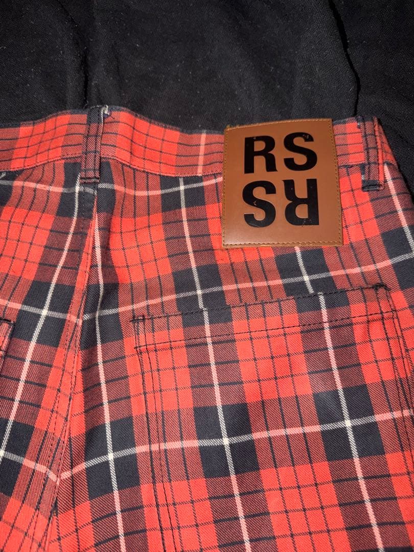 RAF SIMONS 18ss 赤黒　チェックパンツ