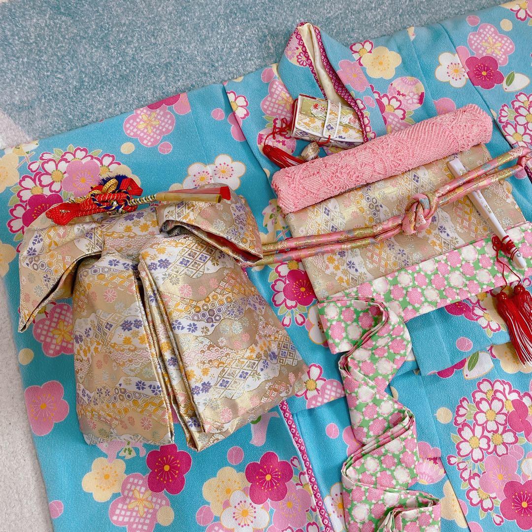 七五三 7歳 JAPAN STYLE 着物 作り帯 小物 セット 水色 ブランド