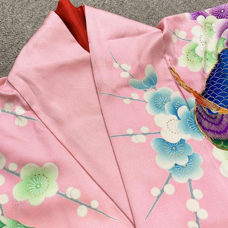 504w3☆引き振袖 掛下 比翼 孔雀 金駒刺繍 金彩☆美品 結婚式 舞台衣装