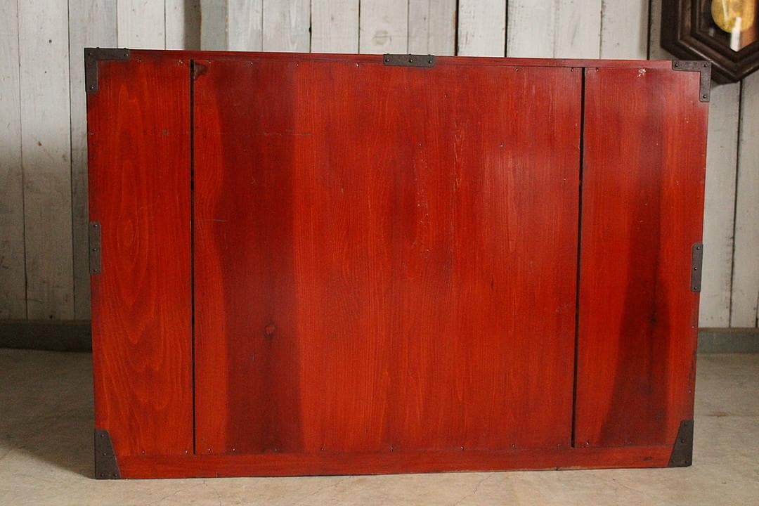 綺麗な打ち出し金具庄内箪笥　3段　タンス　収納　古家具　古民家　時代家具