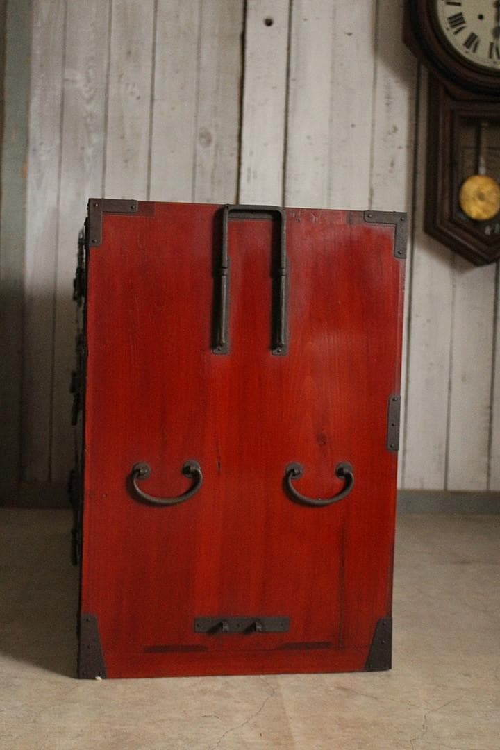 綺麗な打ち出し金具庄内箪笥　3段　タンス　収納　古家具　古民家　時代家具