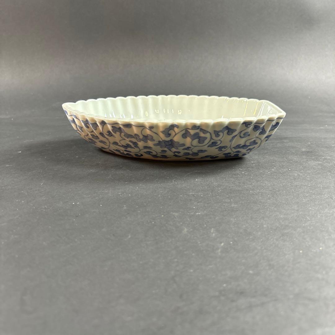 15 セール　船型　獅子　唐草　皿　飾り皿　古伊万里　染付