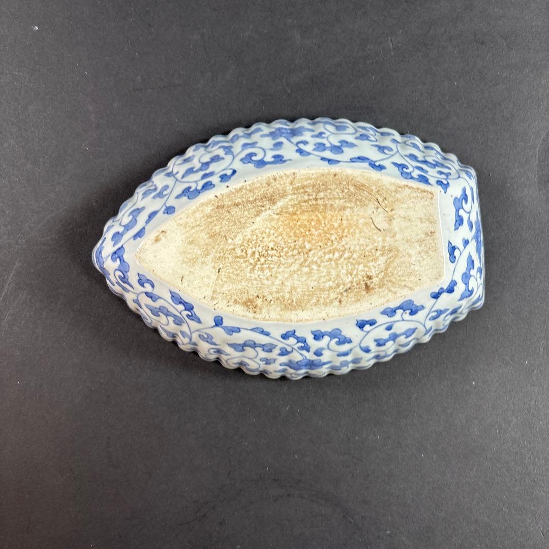 15 セール　船型　獅子　唐草　皿　飾り皿　古伊万里　染付