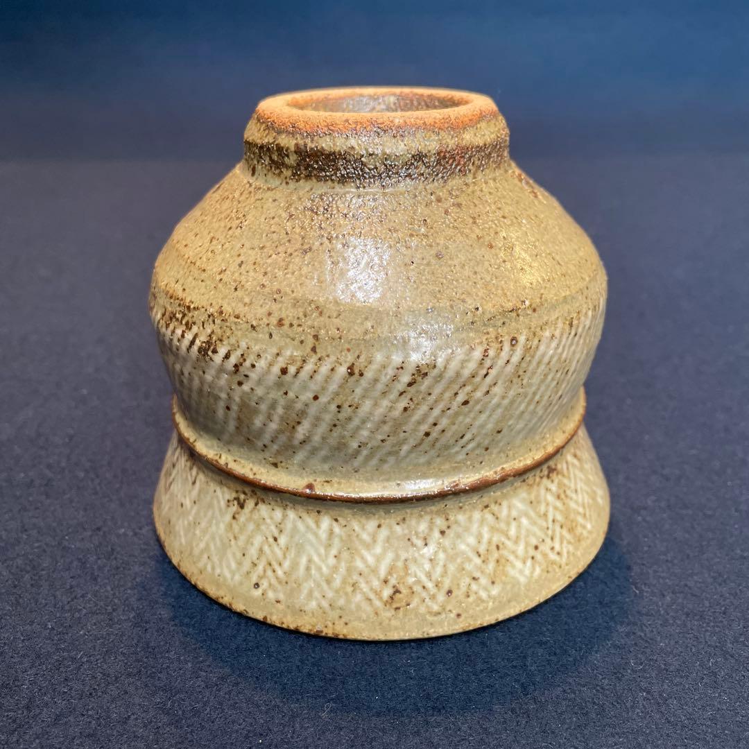 人間国宝【島岡 達三】(作)の『地釉象嵌縄文 茶碗』共箱　茶道具 茶碗