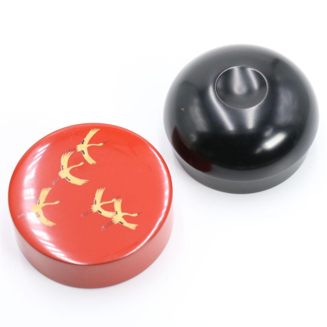 高橋峯房作 群鶴甲赤棗 共箱 茶道具　C47