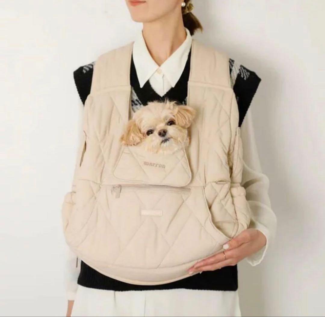 moncheri キルティングメッシュ付きフロントバッグ★M★ベージュ