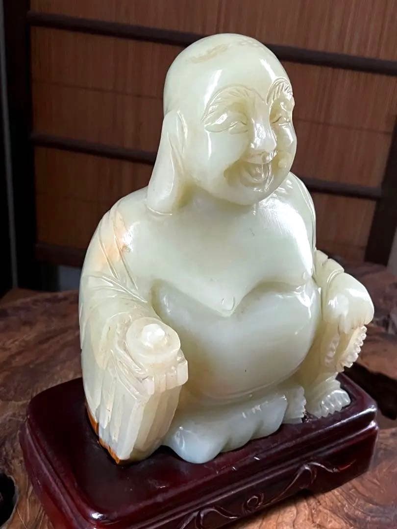 中国美術 時代 翡翠 瑪瑙 緑玉 弥勒菩薩 七福神 台座付き 総重量 約4.5㎏