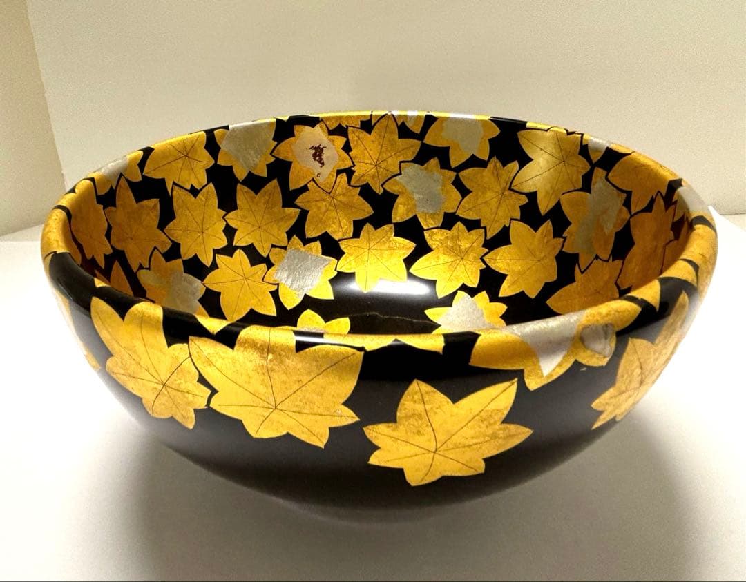高級漆器　京都　アソベ　紅葉蒔絵　菓子鉢　深鉢　少々難あり　未使用