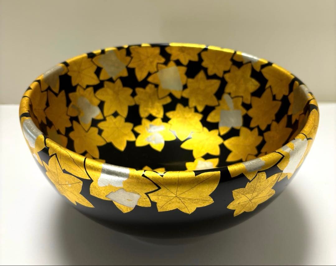 高級漆器　京都　アソベ　紅葉蒔絵　菓子鉢　深鉢　少々難あり　未使用