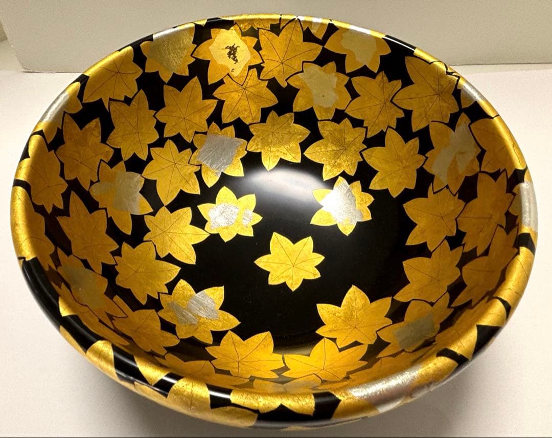 高級漆器　京都　アソベ　紅葉蒔絵　菓子鉢　深鉢　少々難あり　未使用