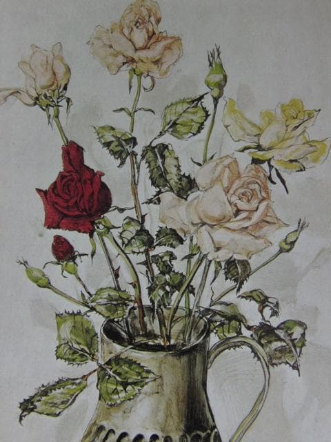 藤田嗣治、【ばら】、希少な限定額装用画集画、新品高級額 額装付