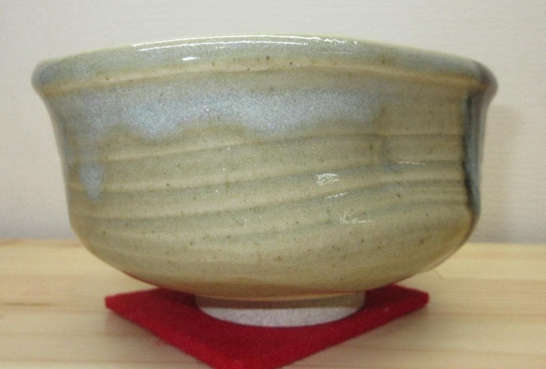 送料込【逢絢亭】茶道具 茶碗 膳所焼 沓形 掛分 陽炎園 岩崎新定 共箱入